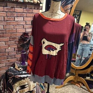 Women's Multicolor Bird Graphic Top